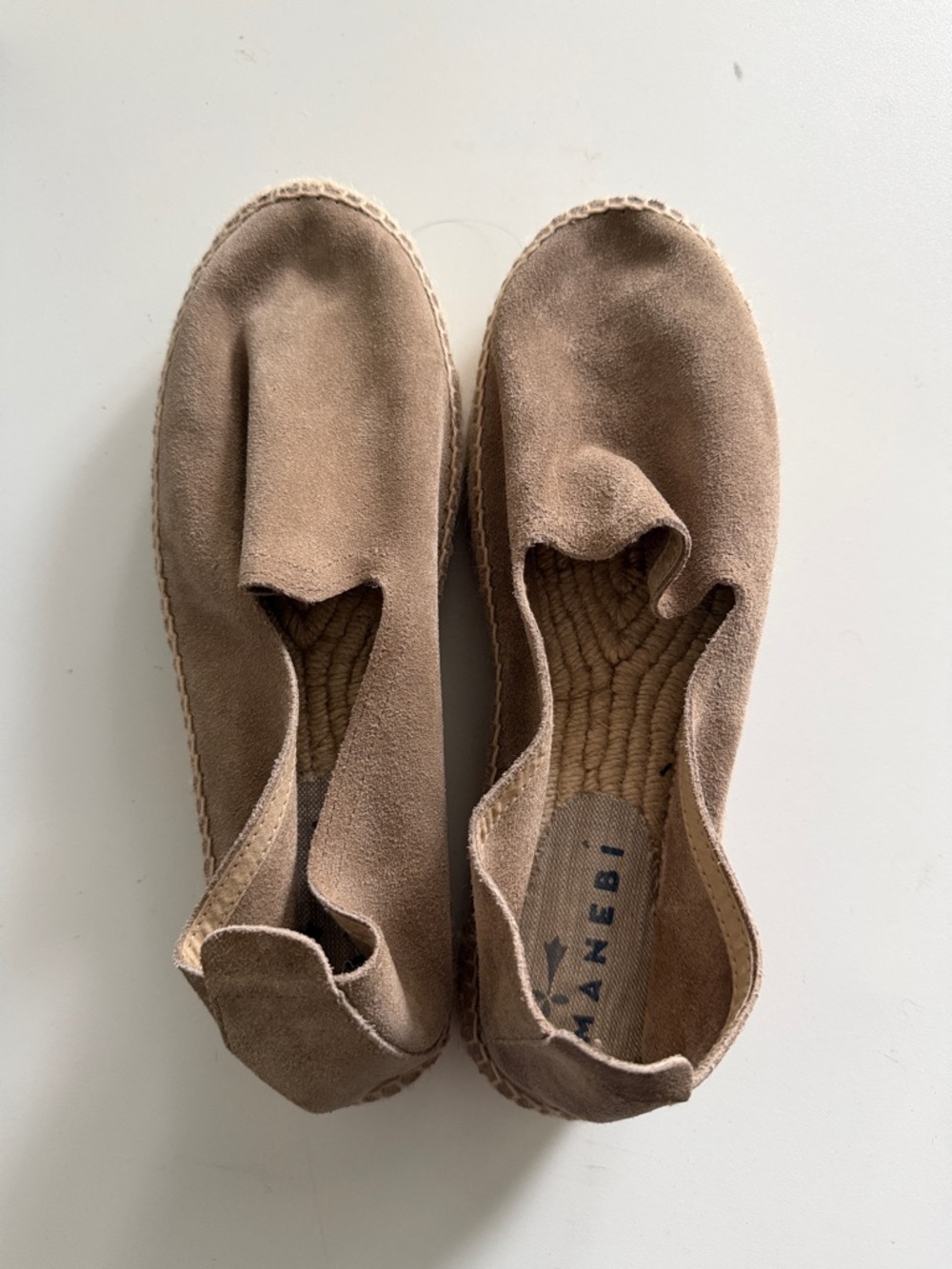 Suede Slip-On Espadrilles in Taupe